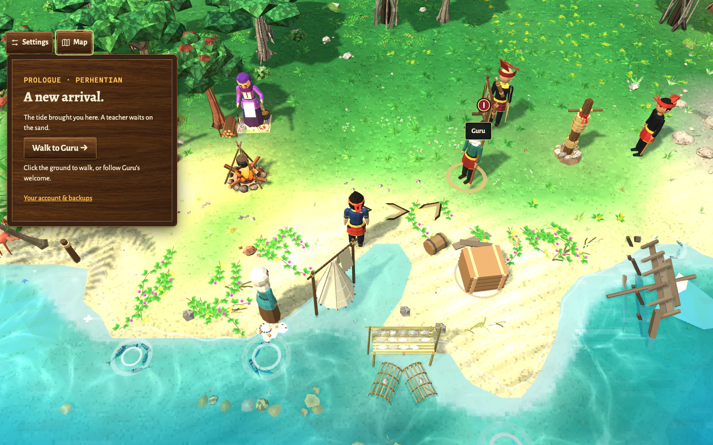 The opening of the game on Perhentian Island, where your first journey begins.